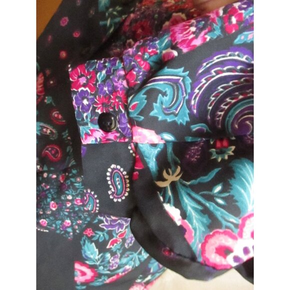 Vintage Women's Top 18 Large 1980's DonnKenny Black Polyester wild print Nylon L - Picture 8 of 9